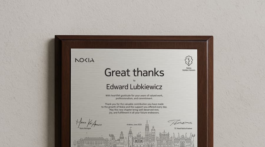 Dyplom z grawerem laserowym z dedykacją